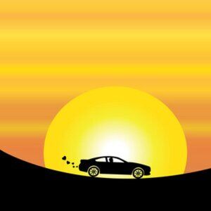 Yellow Evening Sunset Sedan